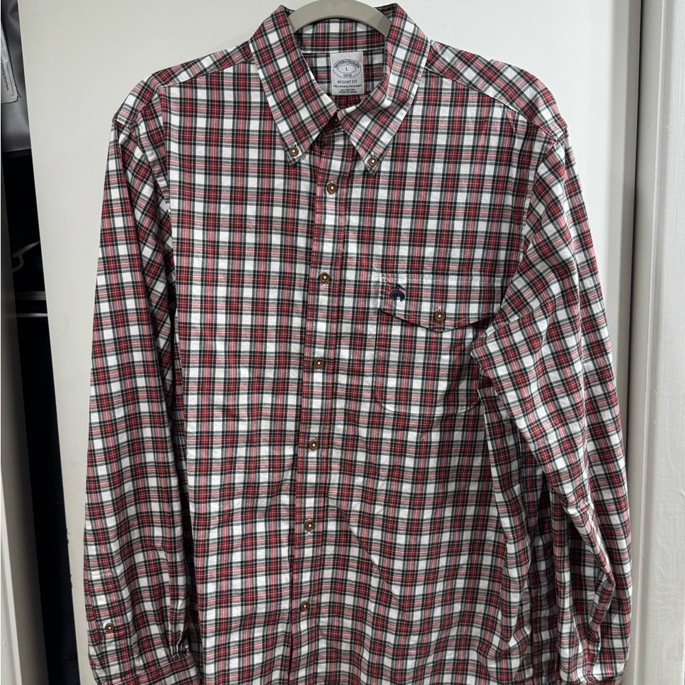 Brooks Brothers Red and White Plaid Button Down Shirt